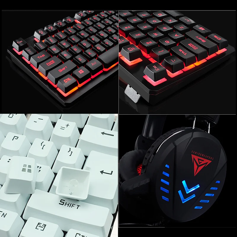 Игровая клавиатура мышь гарнитура коврик для мыши механический 1600 точек/дюйм