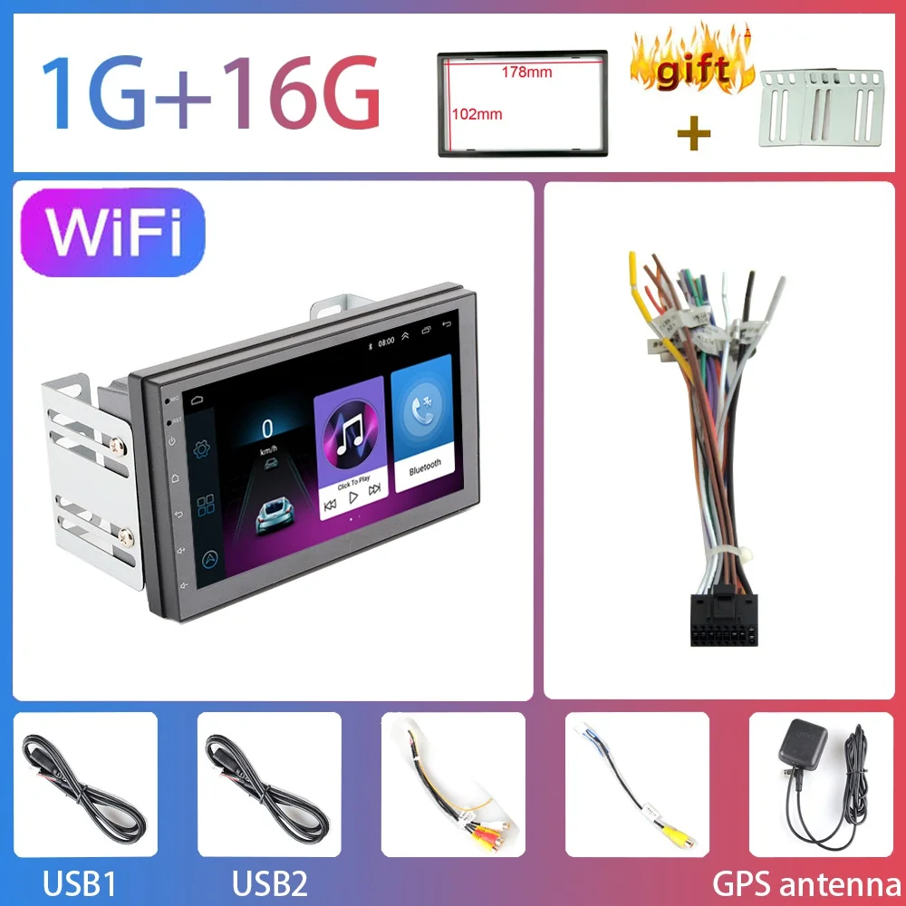 WIFI-1G-16G 2G+ 32G 2DIN Android 8,1 GO автомобильный DVD мультимедийный плеер для Volkswagen Nissan hyundai Kia Suzuki " автомобильный Радио gps навигация WiFi - Цвет: WIFI-1G-16G