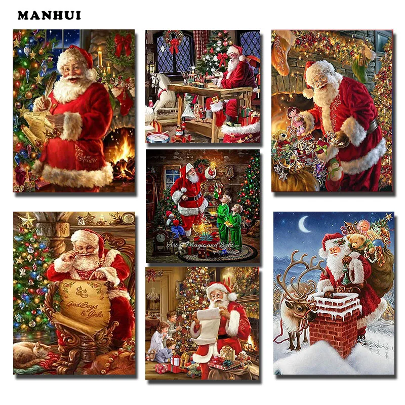 Алмазная живопись с Санта Клаусом мозаика Рождественская вышивка зима 5D сделай
