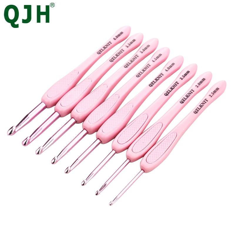 

Aluminum Crochet Set Pink Handles Knitting Needles Kit Craft PU Bag Crochet Weaving SewingTools 16 size 1.0mm-6.0mm