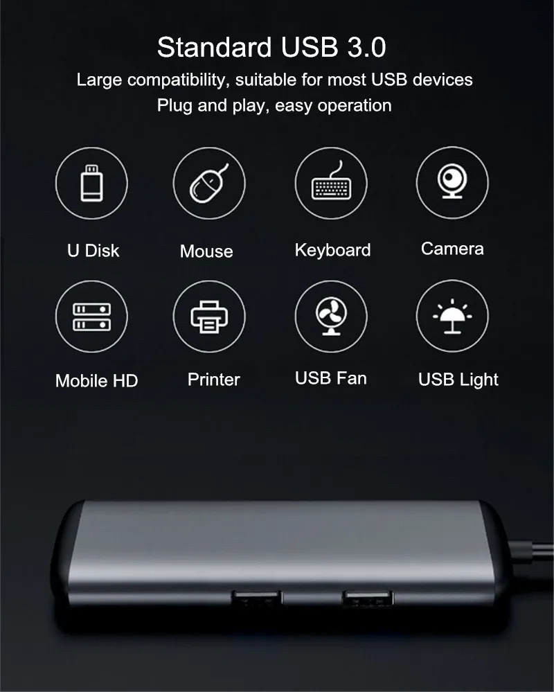 Xiaomi mijia Hagibis 6 в 1 type-c к HDMI USB 3,0 TF SD кардридер зарядка PD адаптер концентратор для iPhone мобильного телефона