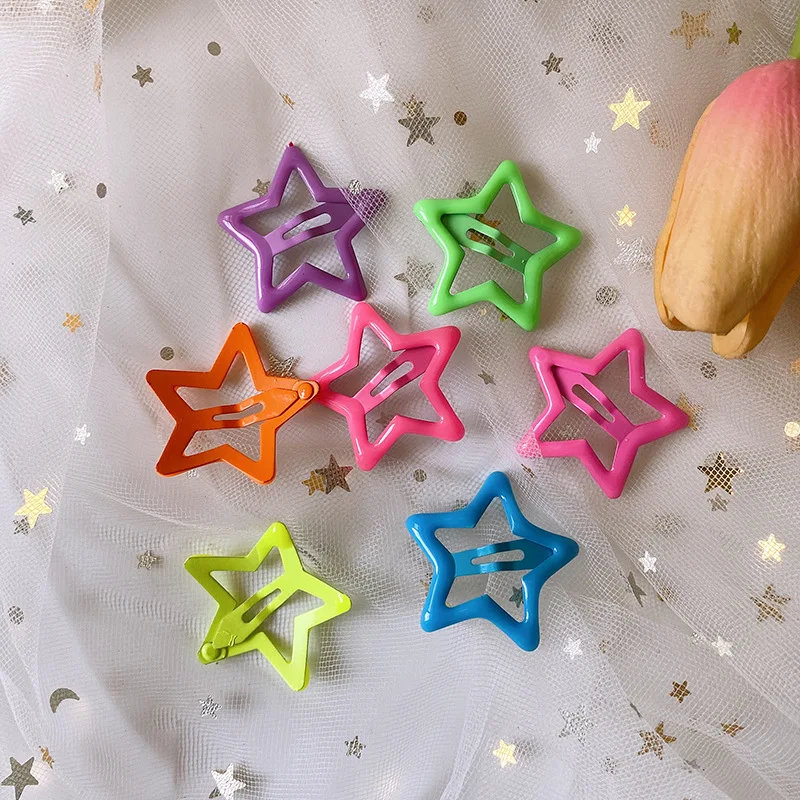 

10Pcs/Lot Fashion Girls Star Shape Hair Clips Colorful Shiny Hair Accessories Ornaments Sweet Hair Styling Tool Kids Headdress
