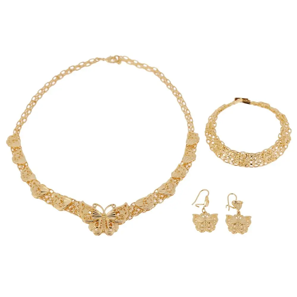 Эфиопское ожерелье серьги браслет позолоченный Свадебный Африканский арабский