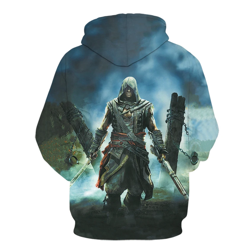 Худи с 3D-принтом убийцы Забавный крутой пуловер для файтингов повседневный