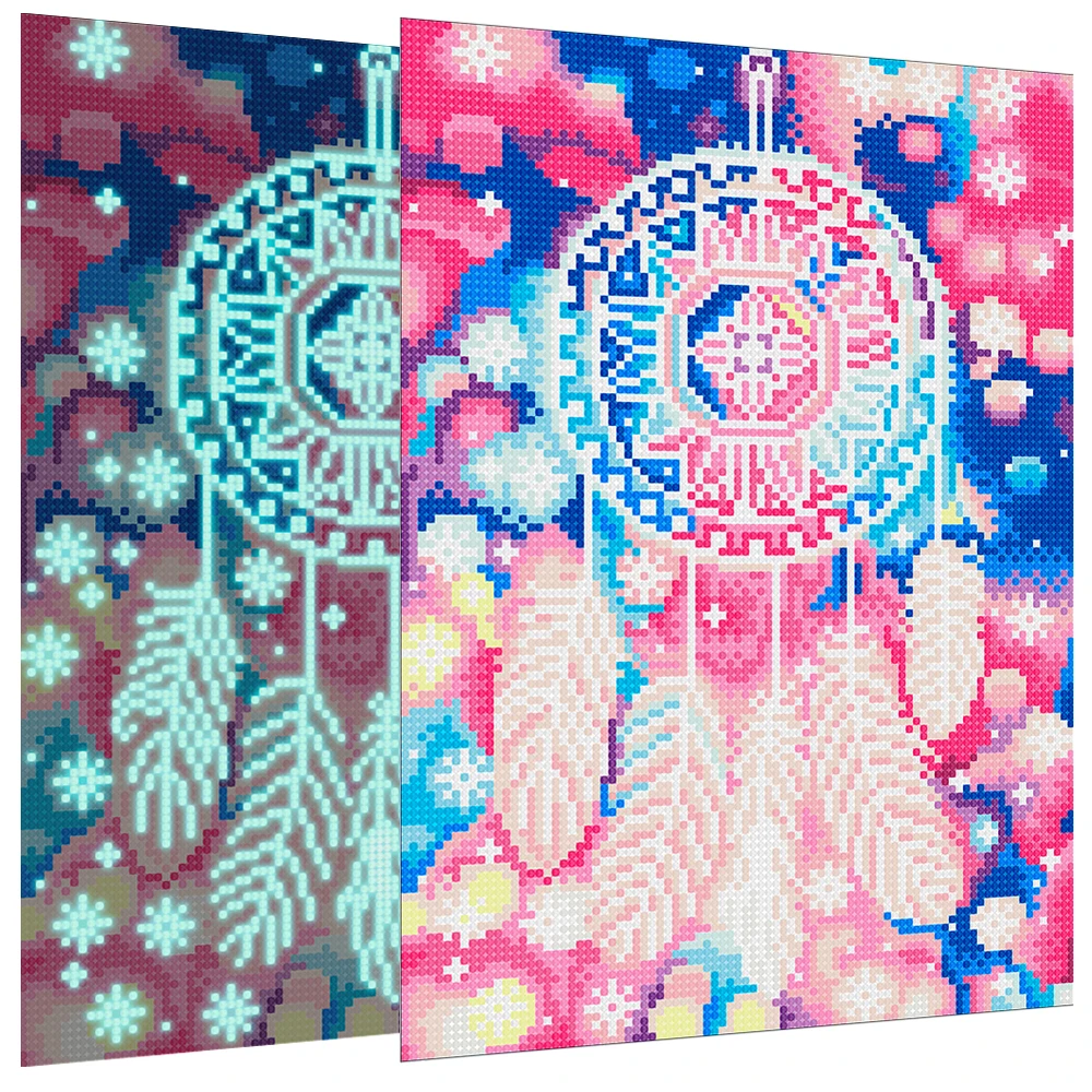 

DIY Diamond Embroidery Dreamcatcher Full Round Drill Luminous Diamond Painting Cross Stitch Scenery Mosaic Art Home Decoration