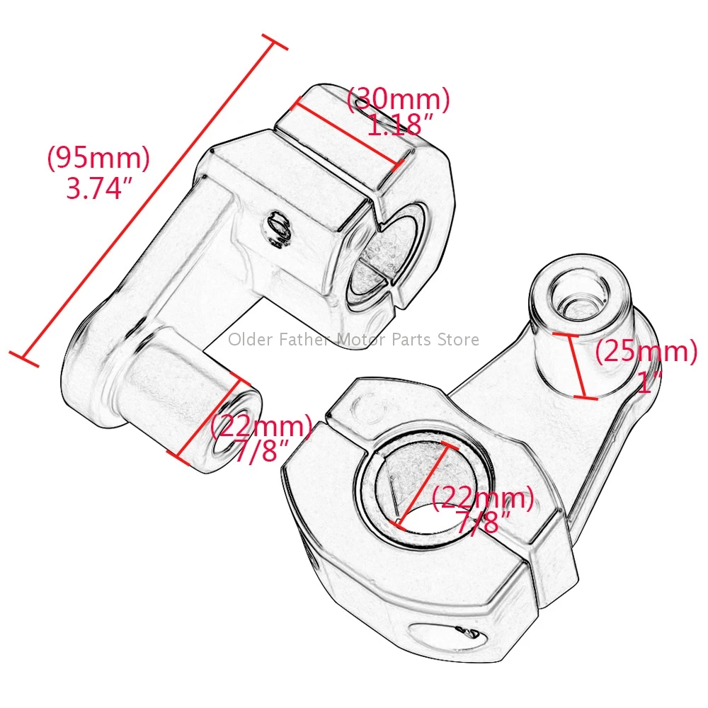 

Motorcycle Riser Stem Link Handle Riser Clamp Universal for all motorcycles with 22MM(7/8")-28MM(1 1/8") handle bar mount US