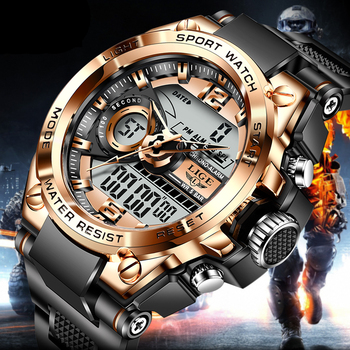 2021 LIGE Sport Men Quartz Digital Watch Creative Diving Watches Men Waterproof Alarm Watch Dual Display Clock Relogio Masculino-36731