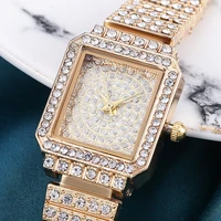 square watch women luxury waterproof full diamond stainless steel fashion high end clock women watches gifts quartz wristwatch