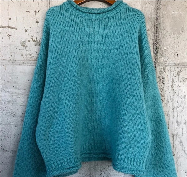 lake blue RUGOD Vinage/женский свитер большого размера, модный свитер с круглым вырезом и рукавами «летучая мышь», свободные пуловеры, Осень-зима, теплая уличная одежда - Цвет: lake blue