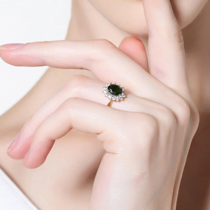 ENZO Natural Diopside 18K Pure Gold 2020 New Hot Selling Top Ring Women Heart Shape For Ladies Woman Genuine Jewelry | Украшения и