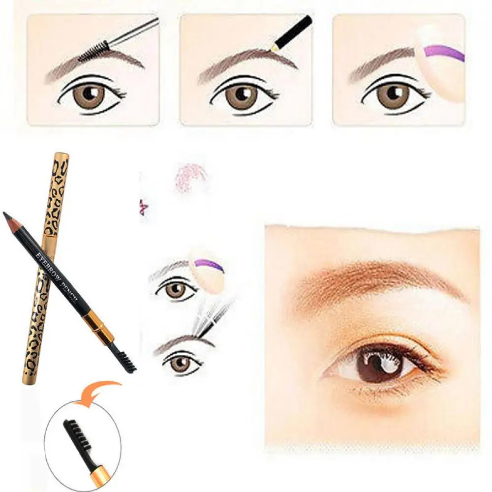 

1PC Waterproof Leopard Long lasting Eyeliner Makeup Tool Fashion Eyebrow Pencil & Brush Eye Beauty Tools Cosmetic