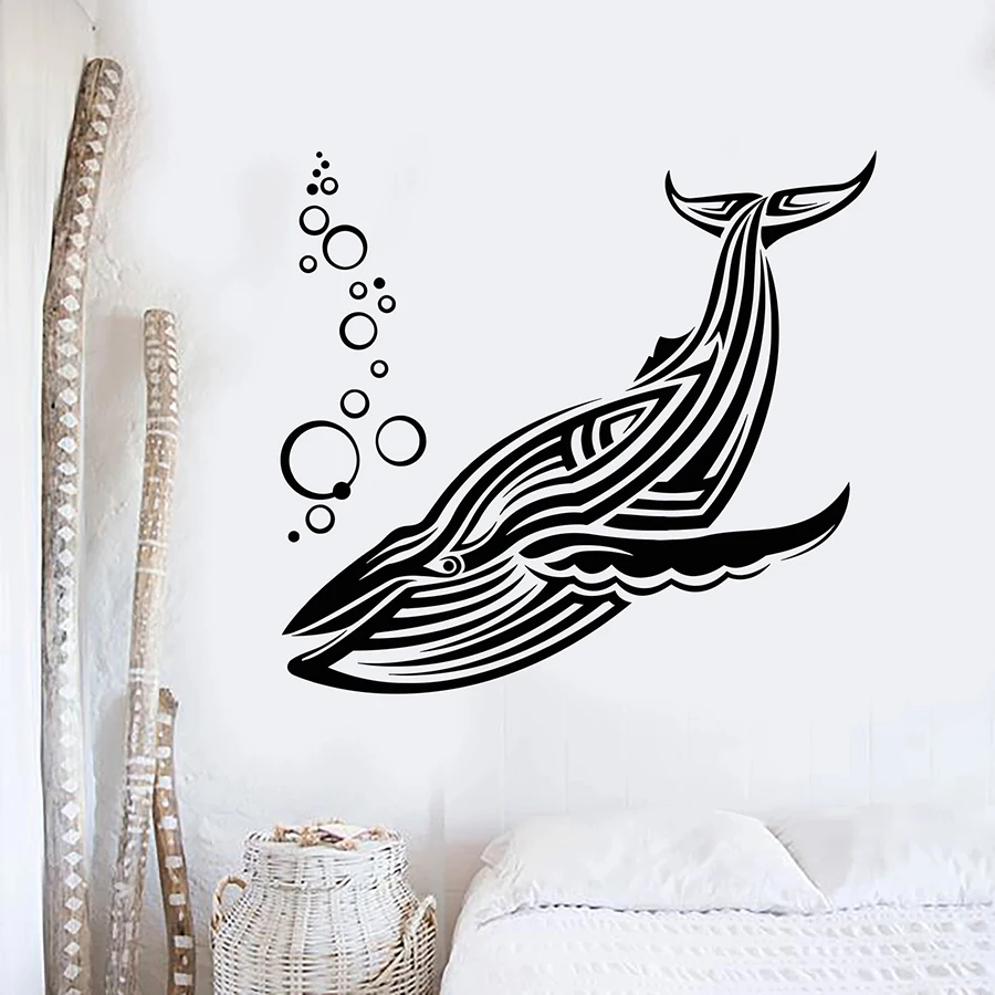 Большая синяя КИТ Настенная Наклейка морские животные водяные пузыри виниловая