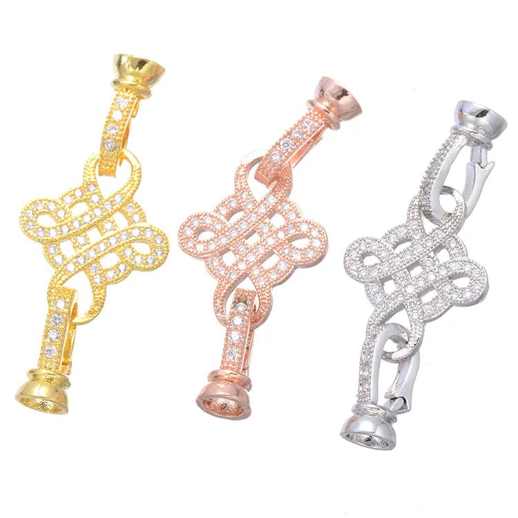 

Luxury micro inlay series zircon Chinese knot copper CLASP BRACELET accessories DIY handmade