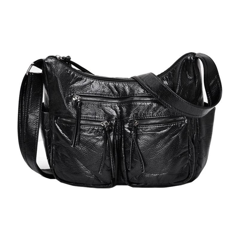 

New burlie Women Messenger Bags High Quality Cross Body Luxury Bags soft washed PU Leather Female Shoulder Handbags Sac A Main