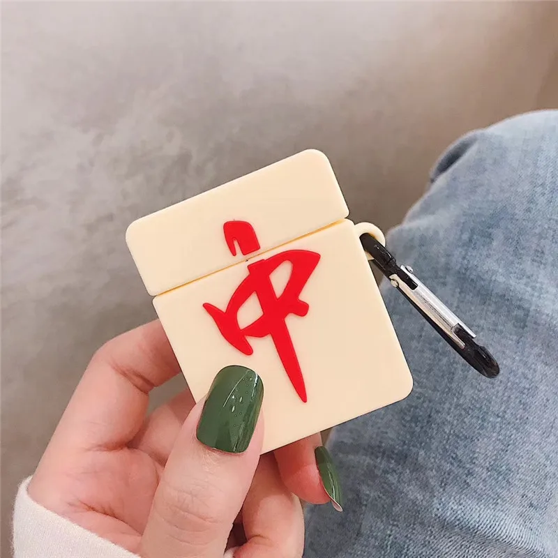 3D силиконовый чехол qute для китайского Маджонга мАч Чен Чжун фа air pods 1 2 Чехол