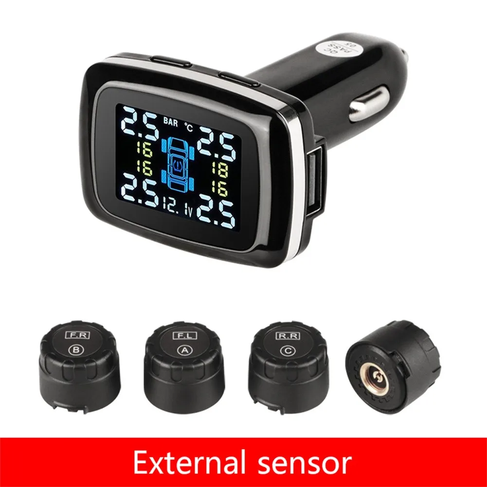 

TPMS Auto Car Wireless Tire Pressure Alarm Monitoring System+4 External Sensor 4 X External Sensors+4 X Nuts+Wrench