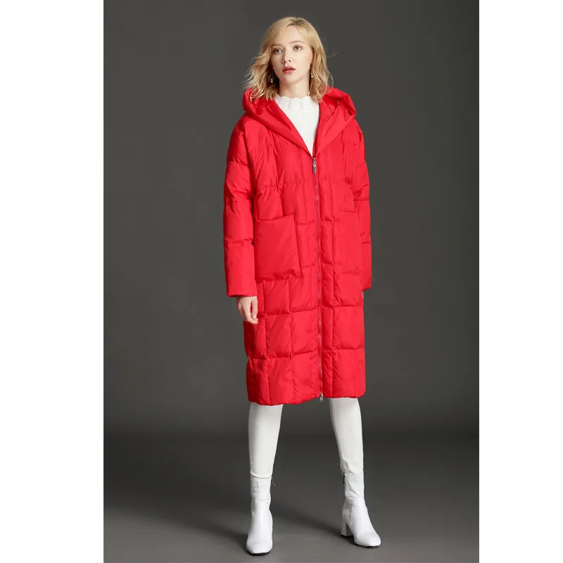 Winter Women's White Oversize Duck Down Coat Hooded Warm Puffy Jacket Korean Long Parka 2020 LJY-177 KJ4024 | Женская одежда