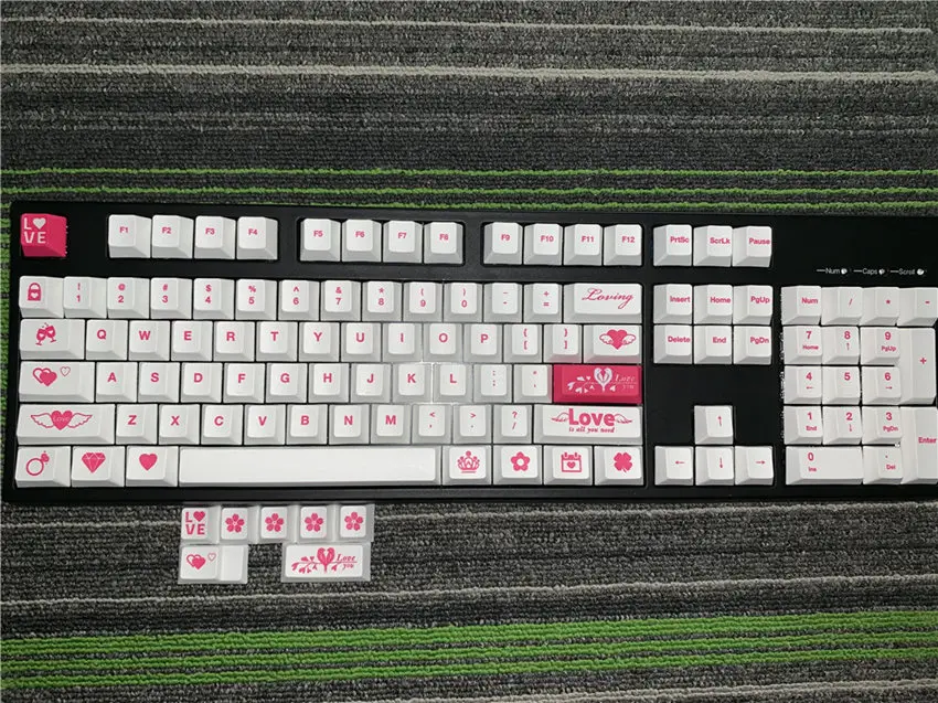 Rose red Keycap Любовь клавишные колпачки из ПБТ полный Наборы/краситель подкровать keycap/механическая клавиатура Pbt вишня профиль - Цвет: Rose red Keycap