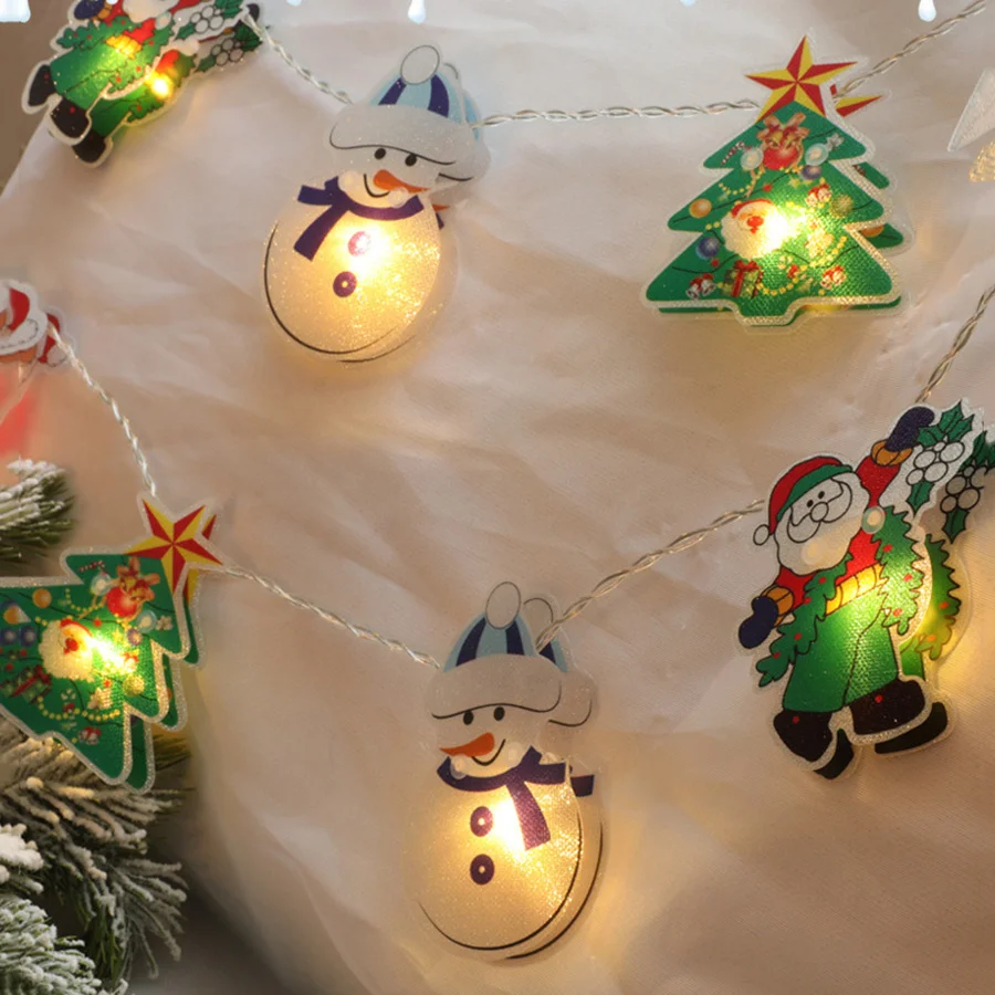 

10/20LED Battery Powered Chrismtas Fairy String Light 8 Mode Xmas Tree Snowman Santa LED Garland Light For Holiday Bedroom Decor