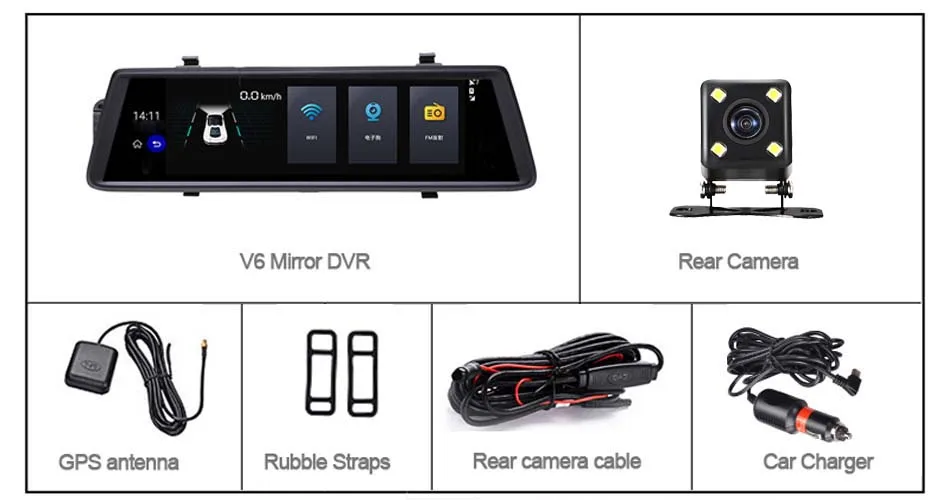 Anstar 10" 4G Android Mirror Car DVR 1080P Video Record GPS Navigation Dash Cam WiFi Dual Lens Registrar Auto Camera
