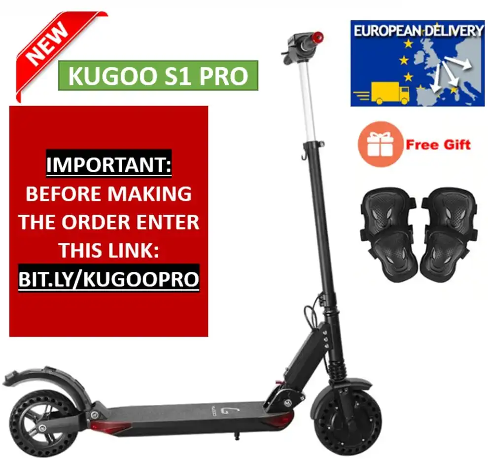 Black Add Knee pads Складной электрический скутер KUGOO S1 PRO 7.5AH 350W с ЖК-дисплеем, 3 скоростных режима, 8 дюймов, прочная сотовая Взрывозащищенная шина - Цвет: Black Add Knee pads