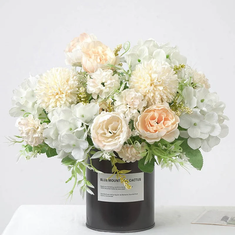 

Peony Bouquet Home Decoration Accessories Wedding Party Scrapbook Fake Plants DIY Pompons Artificial Roses Flowers