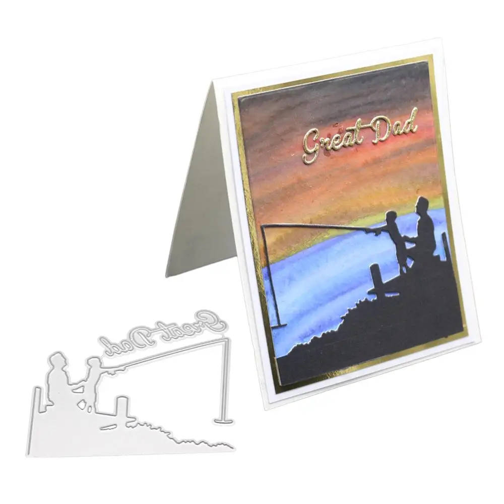Отец и сын металлический для рыболовства трафареты пресс-формы DIY Dies 2019 украшение