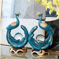 european style crystal ball peacock crafts resin bird art home office restaurant decorations wedding decoration gifts