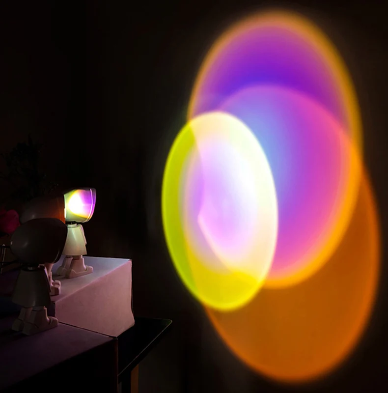 

Usb Zonsondergang Projector Lamp Robot Led Projector Night Lights Rainbow Zonsondergang Rood Selfie Licht Slaapkamer Sfeer