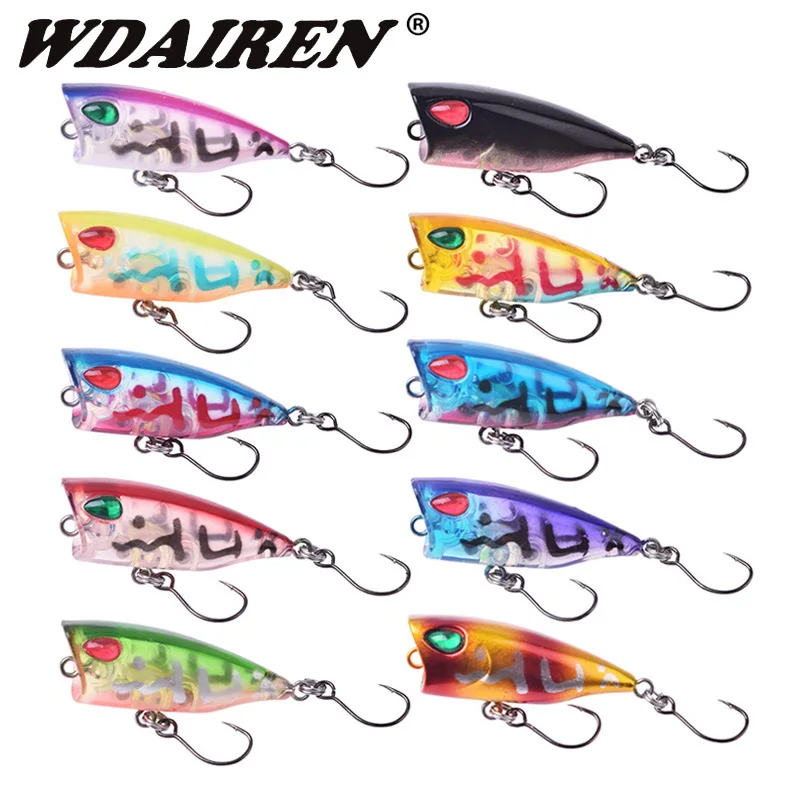 

1Pcs Mini Popper Fishing Lures Topwater Wobblers 4cm 3.5g Isca Plastic Artificial Hard Bait Japan Crankbait For Perch Pesca