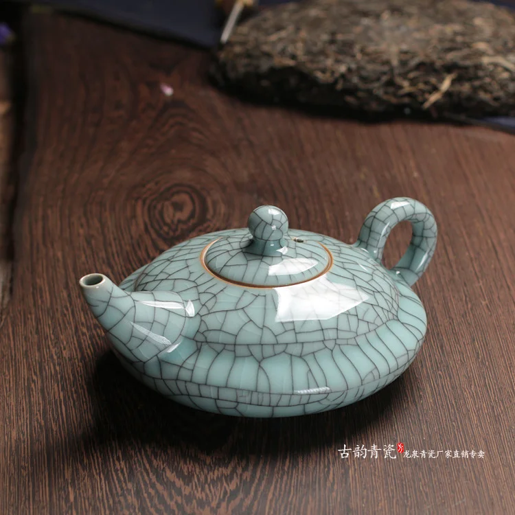 

Chinese Celadon Longquan Teapot Crackle Glaze Ge Kiln Teapots 300ml