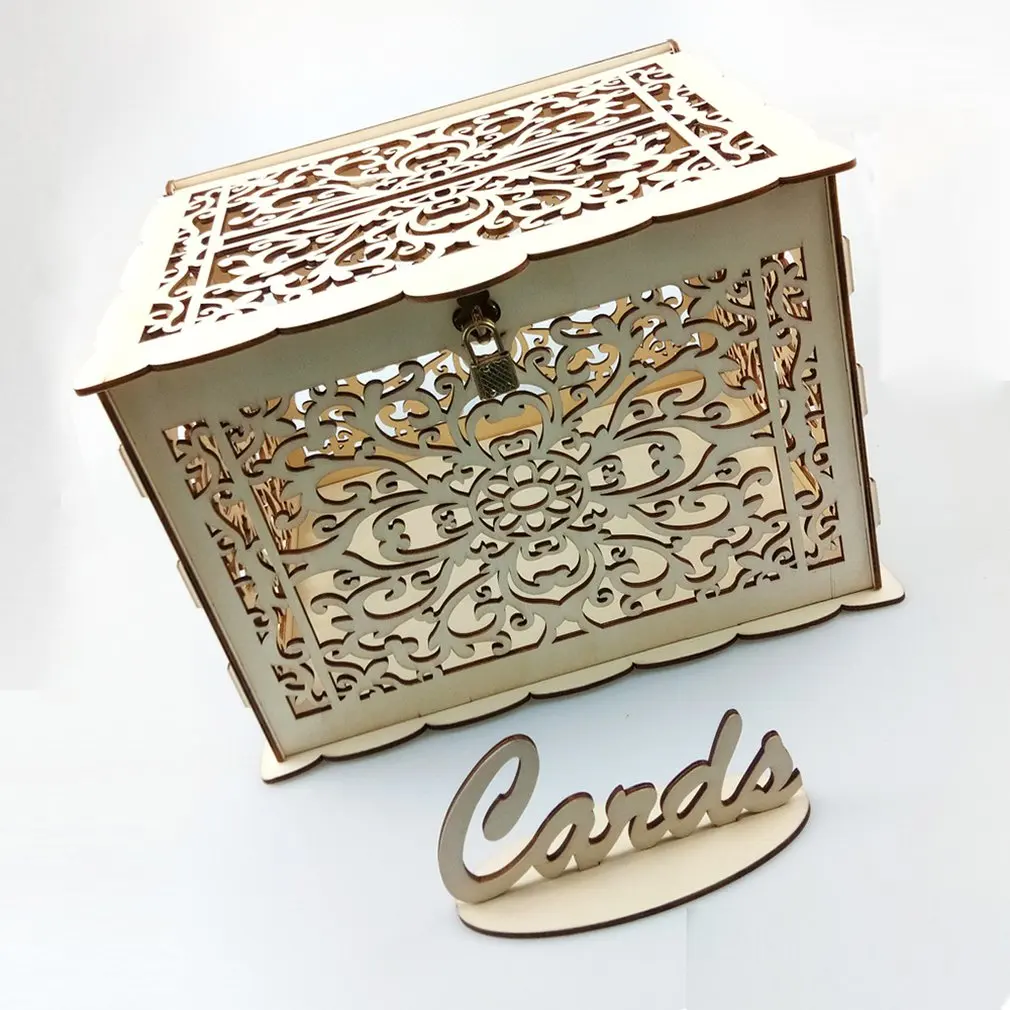 Сделай Сам рустикальная Свадьба картонная коробка с замком и карты знак