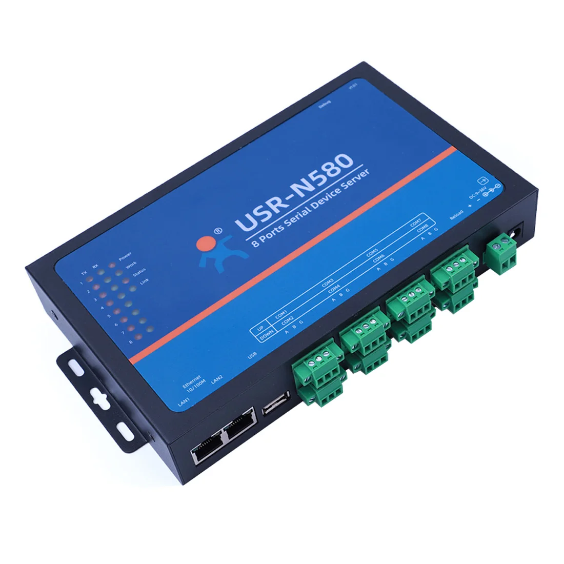 

USR-N580 8 Ports RS485 Serial Ethernet Converter Bi-directional Data Transmission with Dual Ethernet Port 10/100mbps
