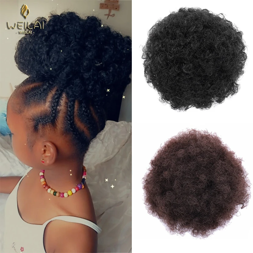 Волосы WEILAI в пучок шиньон аксессуары для волос афро пуховка мягкая жареная