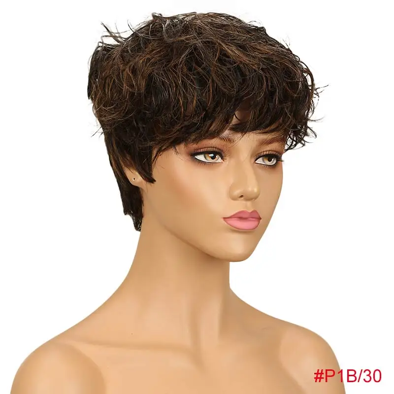 WH TEXTURE CUT Rebecca pixie парики для черных женщин дешевые оптовые короткие волосы парики человеческие волосы натуральные волосы афро кудрявые прямые боб - Цвет волос: WH TEXTURE CUT