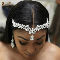a265 zircon wedding headband luxury crystal women tiaras bridal headpiece forehead chain hair accessories rhinestone headwear