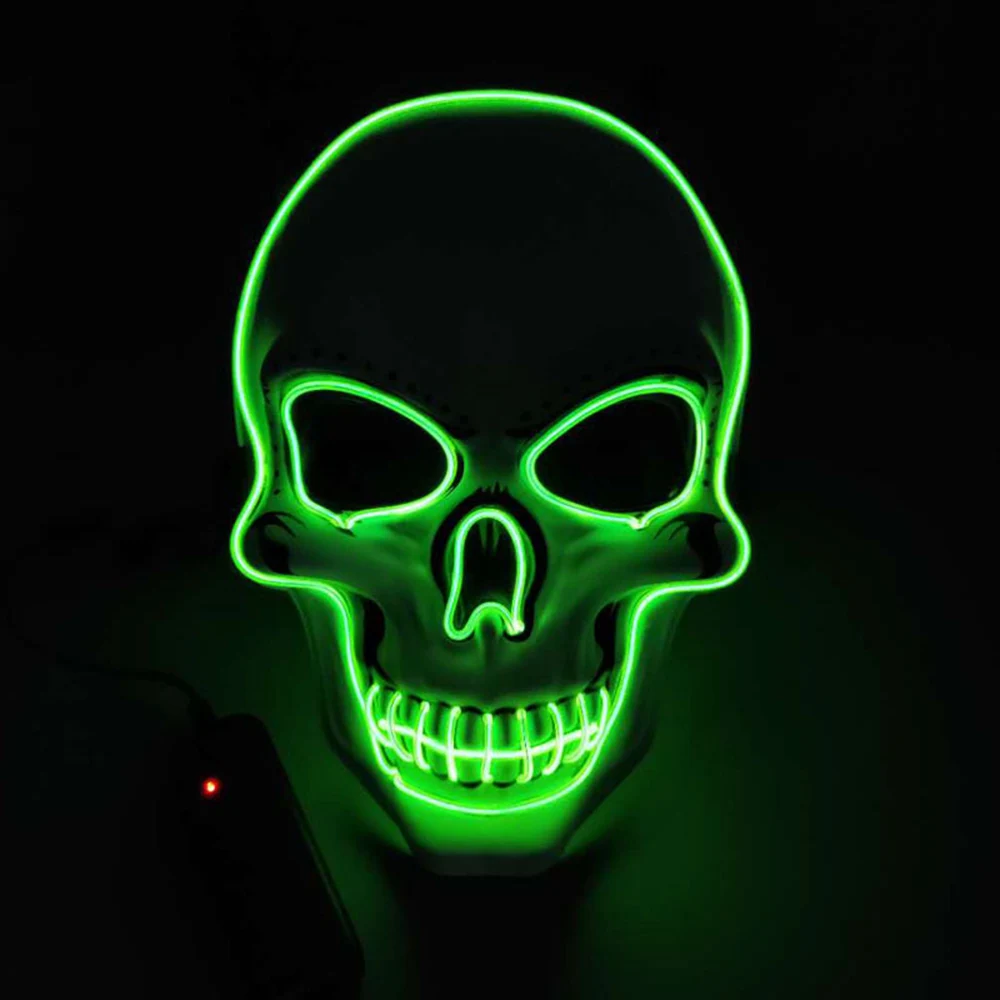 Halloween party LED Neon Skul Mask Masque Masquerade Masks Cosplay Led Costume Glowing 3 Modes EL Wire Light up Maske | Дом и сад