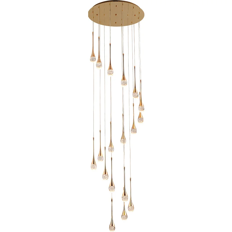 Nordic chandelier golden luxury villa stair living room chandelier mall exhibition hall stair decoration hanging line Chandelier