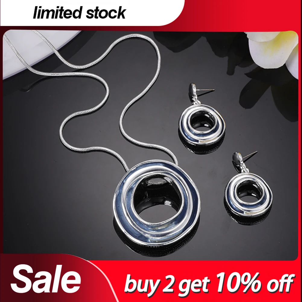 

Sale Necklaces Set MeiceM Women's Fashion Choker Circle Geometric Necklace Women Wedding Holiday Pendant Alloy Mother's Day Gift