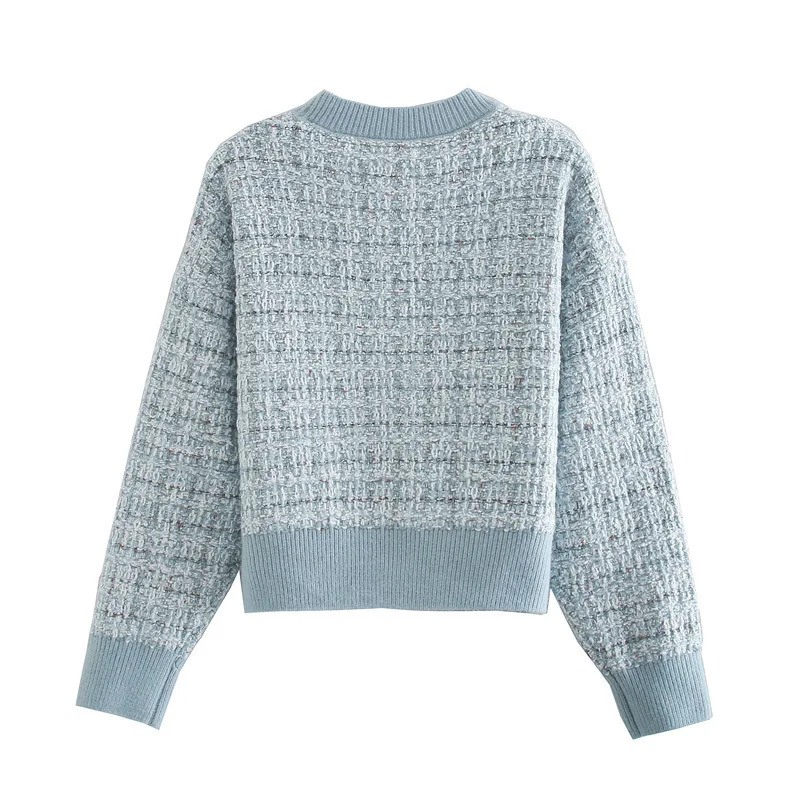 

Qeils High Quality Women Sweaters 2020 Autumn V-Neck Chic Plaid Cardigan Long Sleeve Loose Knitting Warm Ladies Sweaters Female