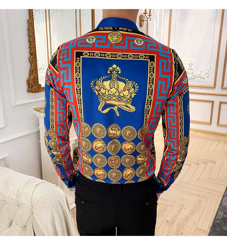 

Floral Men Shirt 2021 New Brand Fashion Print Mens Shirts Slim Fit Casual Long Sleeve Business Chemise Homme M-4XL