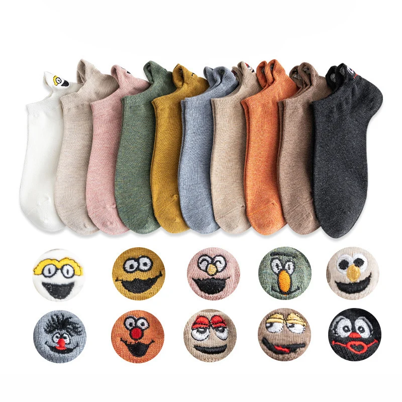 2019 Новые разноцветные конфеты кавай вышитые выразительные женские носки хлопок