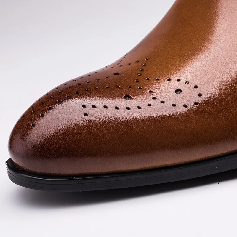 

QYFCIOUFU Mens Genuine Cow Leather Dress Shoes Italian Men Shoes For Wedding Summer For Men To Wear Brogues Shoes Oxfords