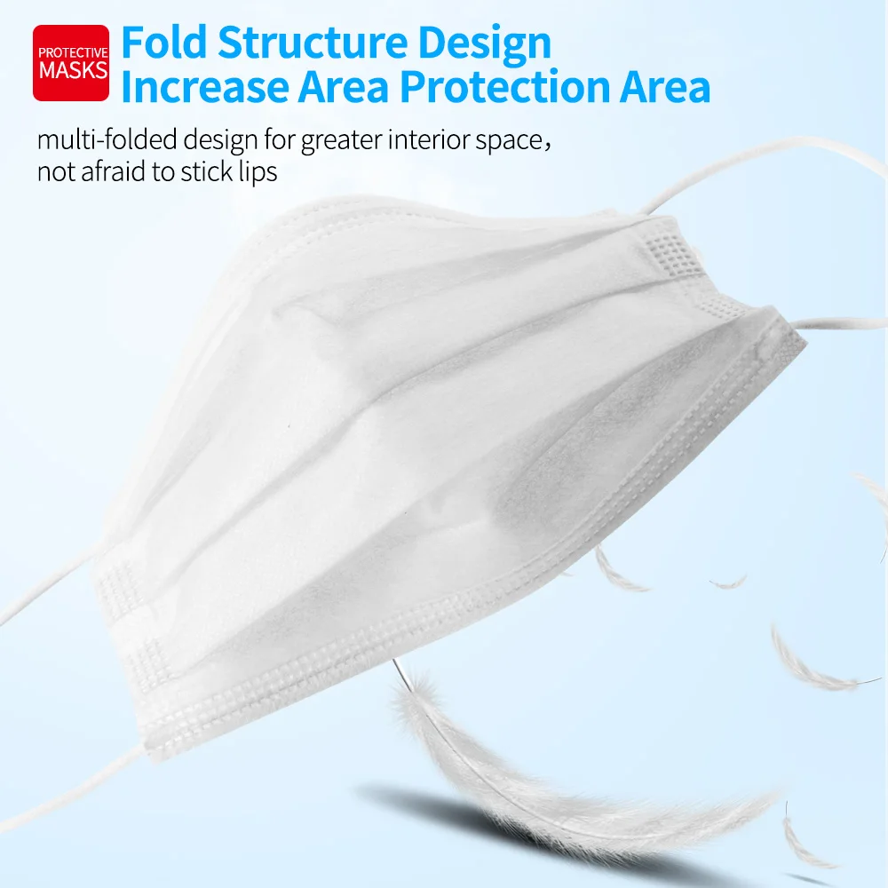 Colored Mouth Mask 3Ply Filter NonWoven Disposable Face 10-200PCS Breathable Protective Adult Chirurgical Black Quirurgicas |