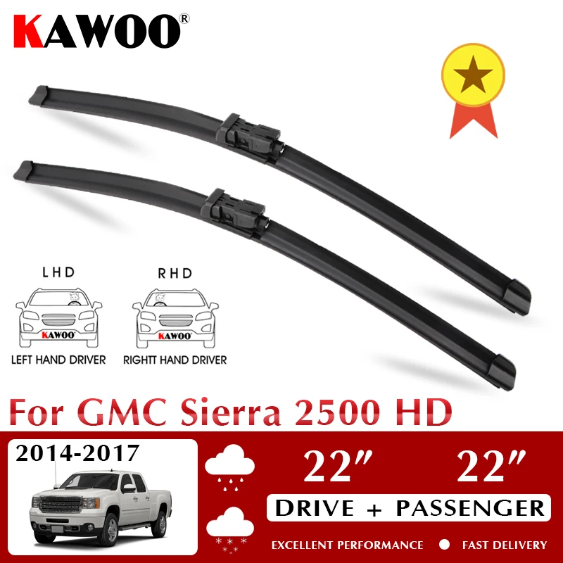 

KAWOO Wiper Car Wiper Blades For GMC Sierra 2500 HD 2014-2017 Windshield Windscreen Front Window Accessories 22"+22" LHD RHD