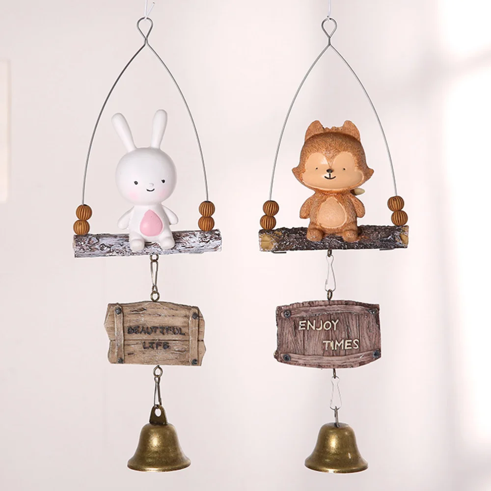 

1pc Cartoon Hanging Wind Chime Cartoon Resin Rabbit Wind Chime Bells for Party Gift Home Decoration (Light Brown)