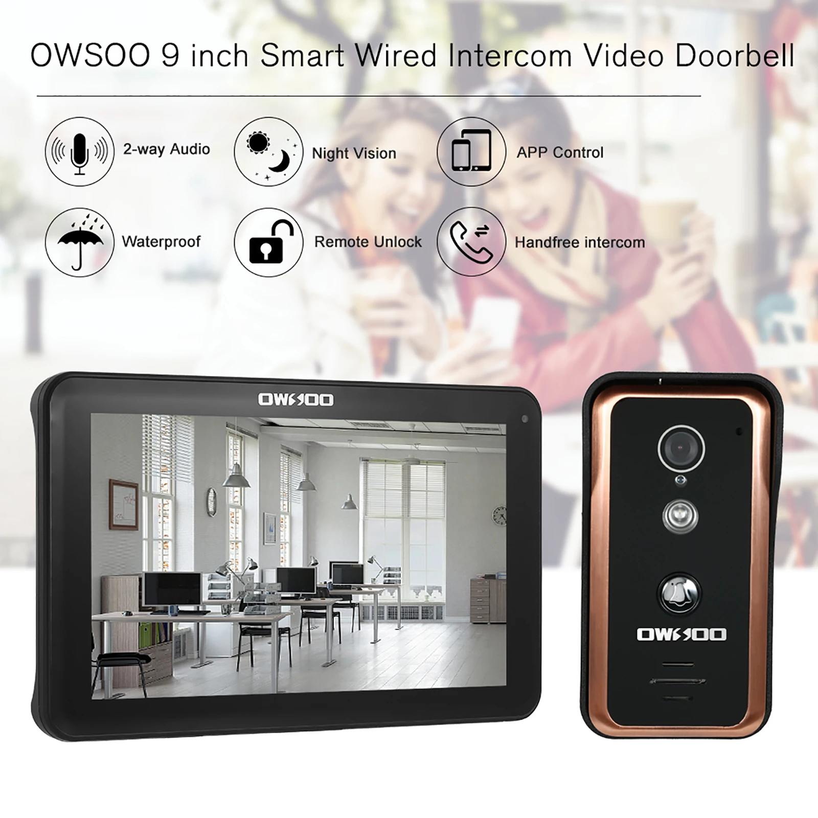 OWSOO 9 дюймов монитор проводной WIFI видео дверной звонок Домофон система входа с