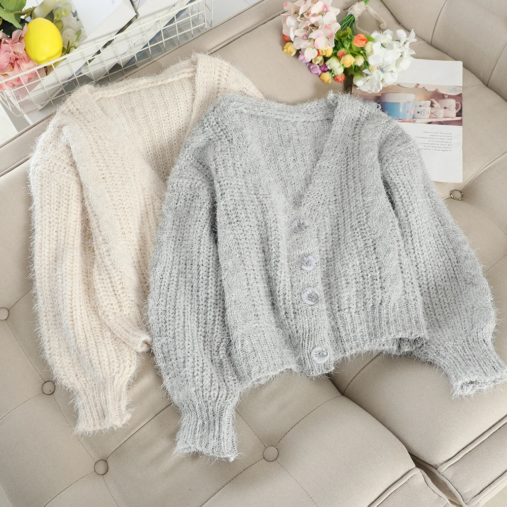 Японский стиль женские розовые кардиганы Короткие стильные осенние свитер |