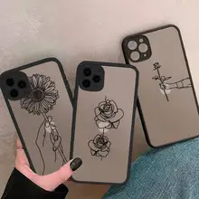 Love yourself Flower Abstract Line Phone Cases Matte Transparent for iPhone 7 8 11 12 s mini pro X XS XR MAX Plus cover funda