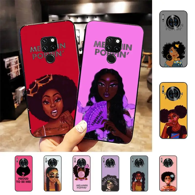 

Fashion Black Girls Phone Case For Huawei Nova3I 3E mate20lite 20Pro 10lite Luxury funda case